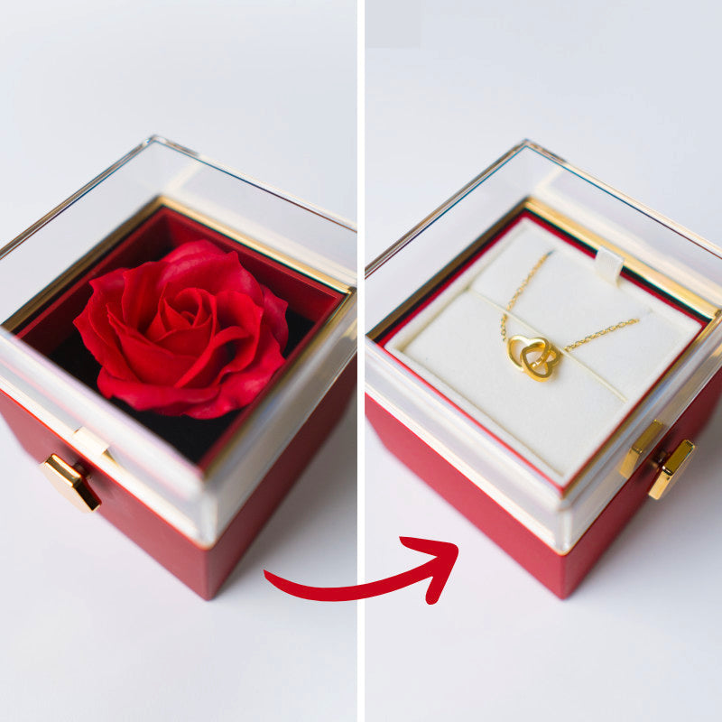 Cofre Collar corazón + caja Rosa - Regalo de amor elegante 