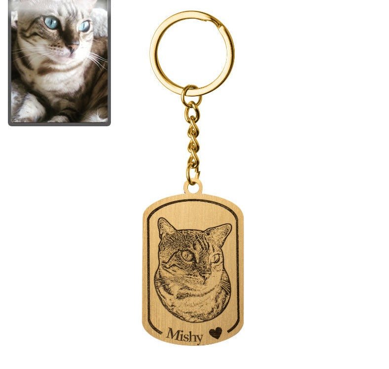 Porte-clés Silhouette de chat médaillon