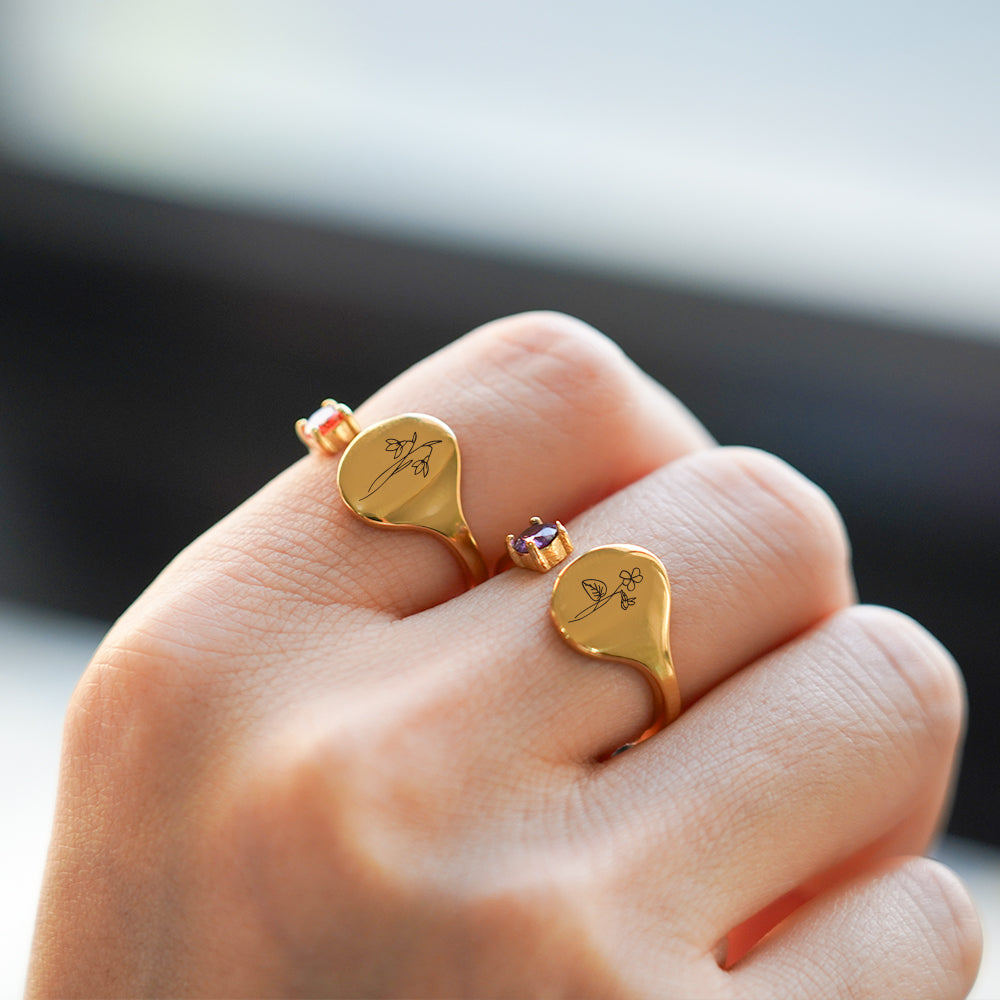 Bague de fleurs du mois de naissance